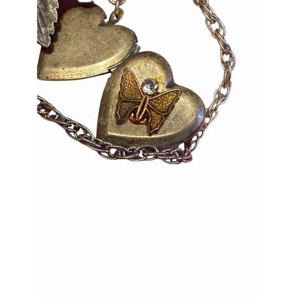 vintage dangling heart brooch butterfly - Picture 6 of 7